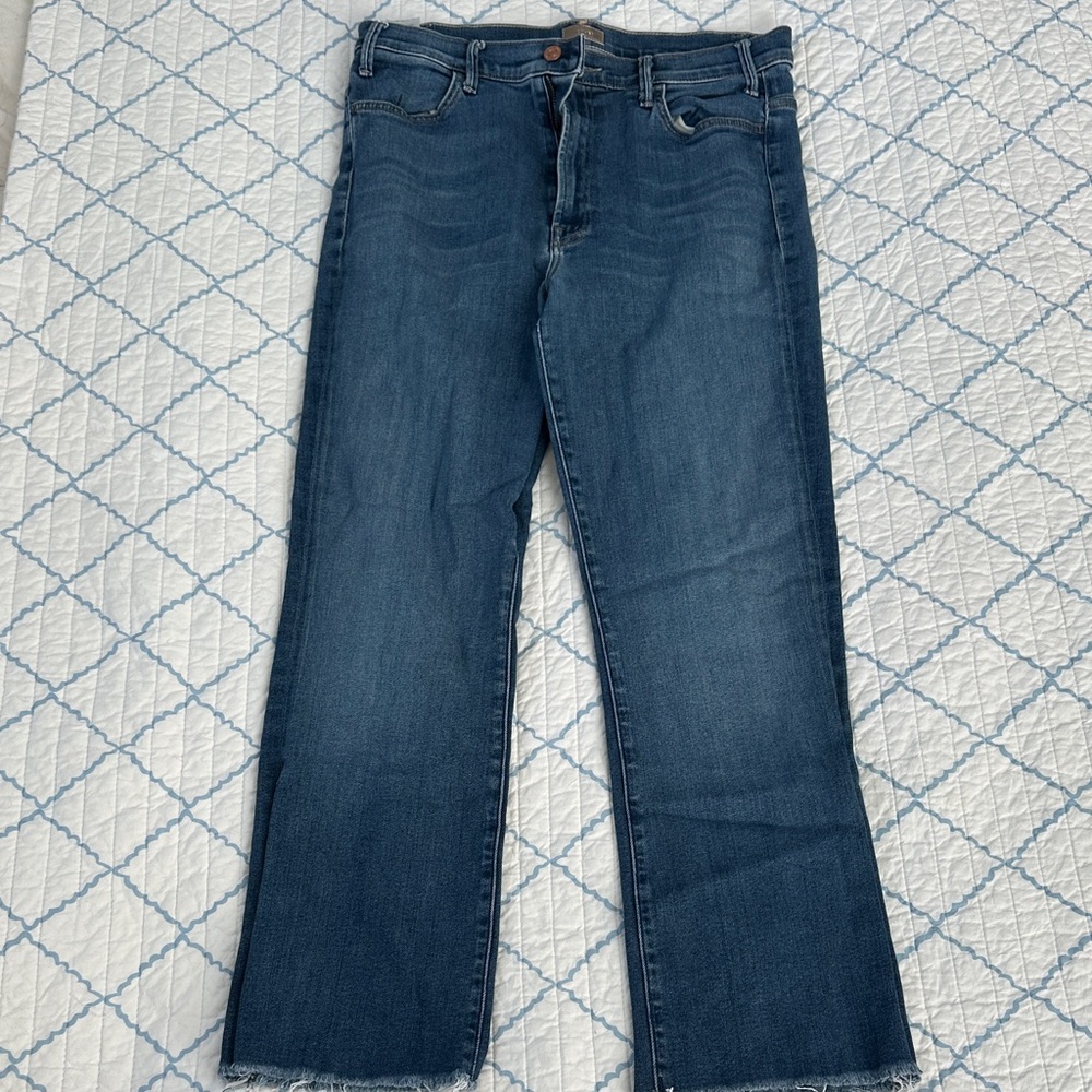 MOTHER The Hustler Ankle Fray Blue Jeans